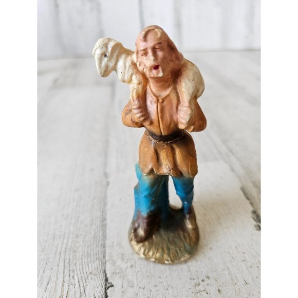 Vintage shepherd lamb 15 Nativity village AS IS sheep Xmas - Picture 1 of 8